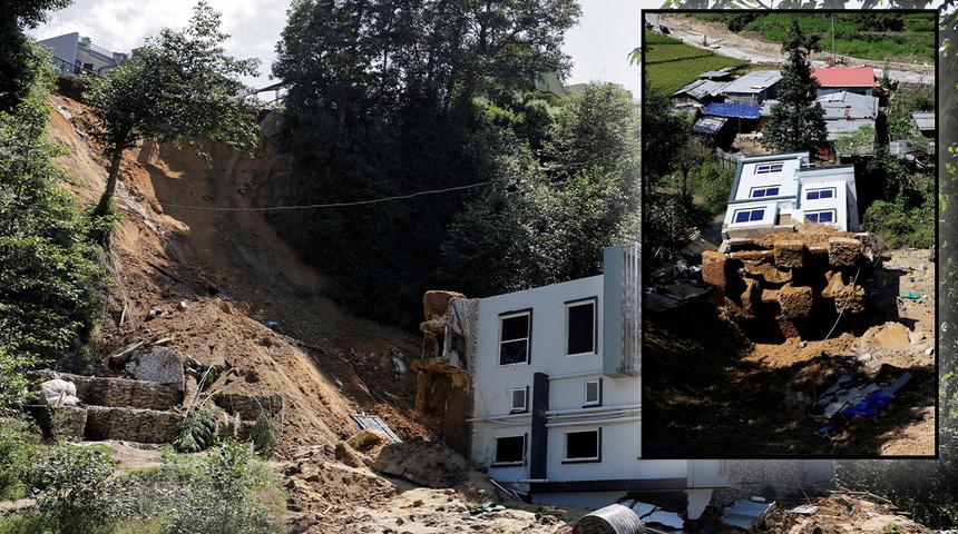 G&ouml;r&uuml;nt&uuml;ler Nepal'den! G&uuml;nlerdir s&uuml;ren yağışlar sonrası toprak kayması