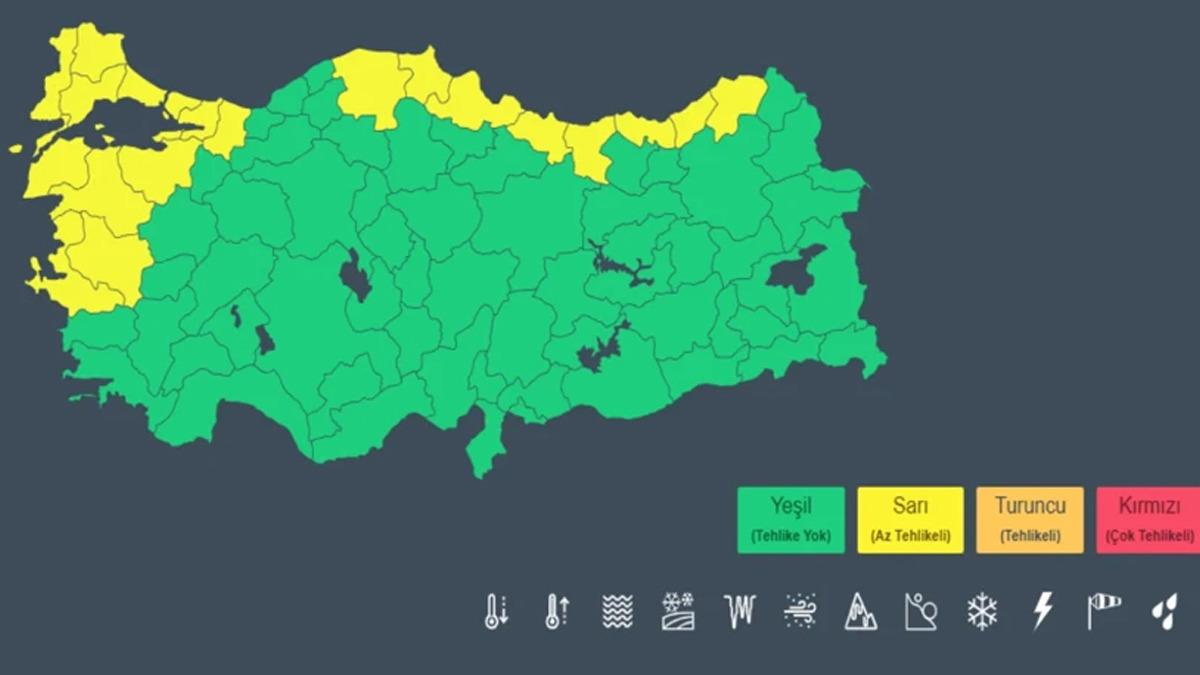 Meteoroloji haritası sarıya boyandı! İstanbul dahil 20 il için sağanak ve fırtına uyarısı 1