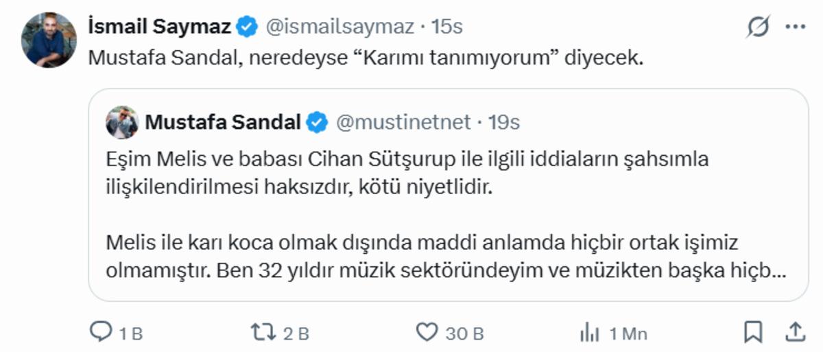 Mustafa Sandal ın Melis Sütşurup Sandal açıklamasıyla dile düştü!  3