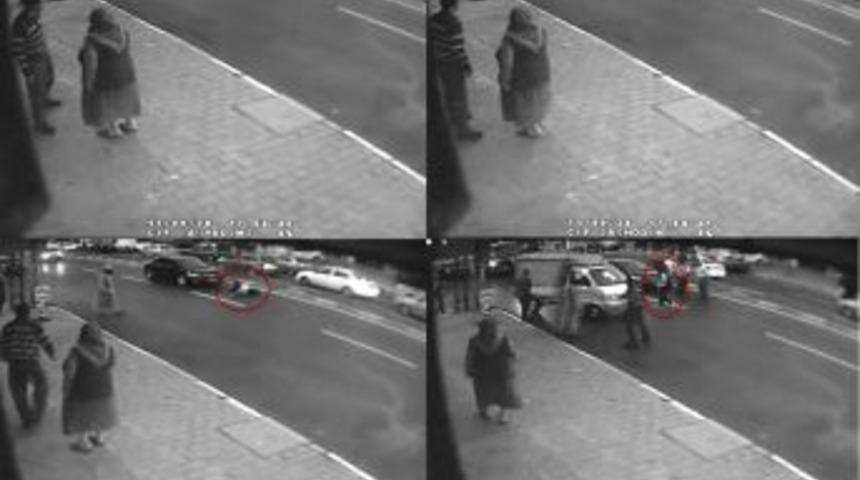 Arabanın &ccedil;arptığı gen&ccedil; kız, hi&ccedil;bir şey olmamış gibi yoluna devam etti