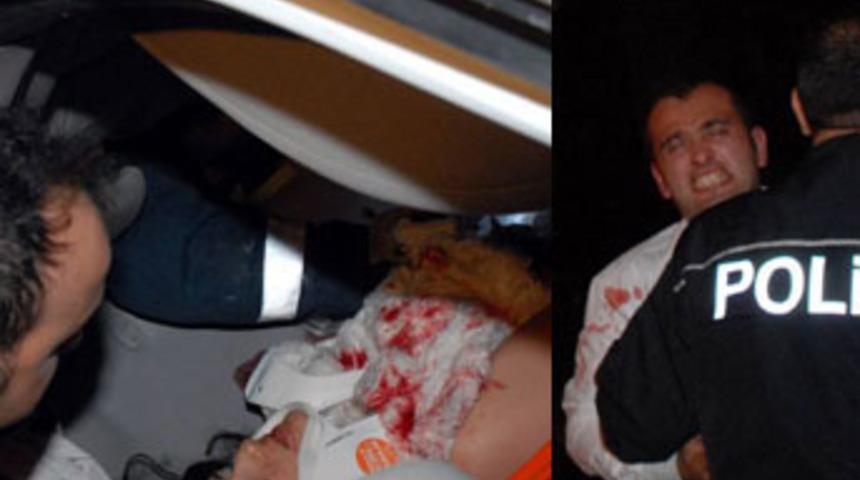 Ara&ccedil;ta sıkışan eşi i&ccedil;in feryat etti