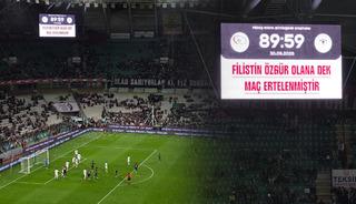 Konyaspor-Filistin ma&ccedil;ında dikkat &ccedil;eken an! Ma&ccedil; 89.59'da bitirildi