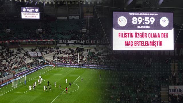 Konyaspor-Filistin maçında dikkat çeken an! Maç 89.59'da bitirildi