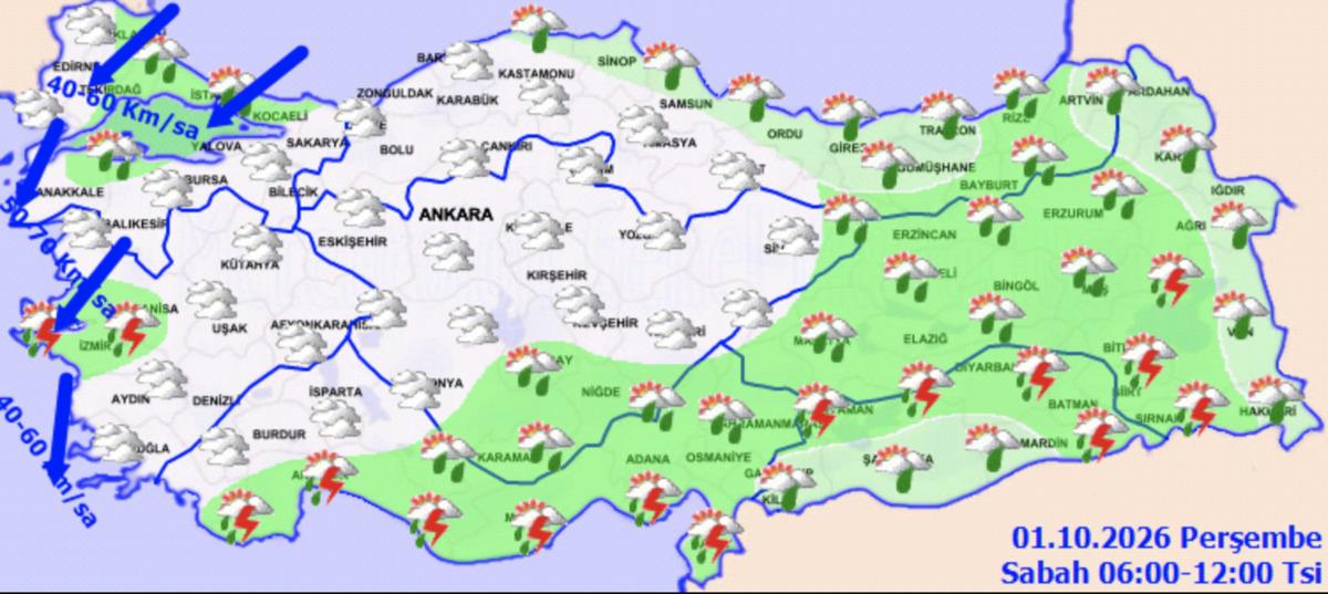 Meteoroloji den peş peşe fırtına ve sağanak uyarısı! 1 Ekim de hava nasıl olacak? 1
