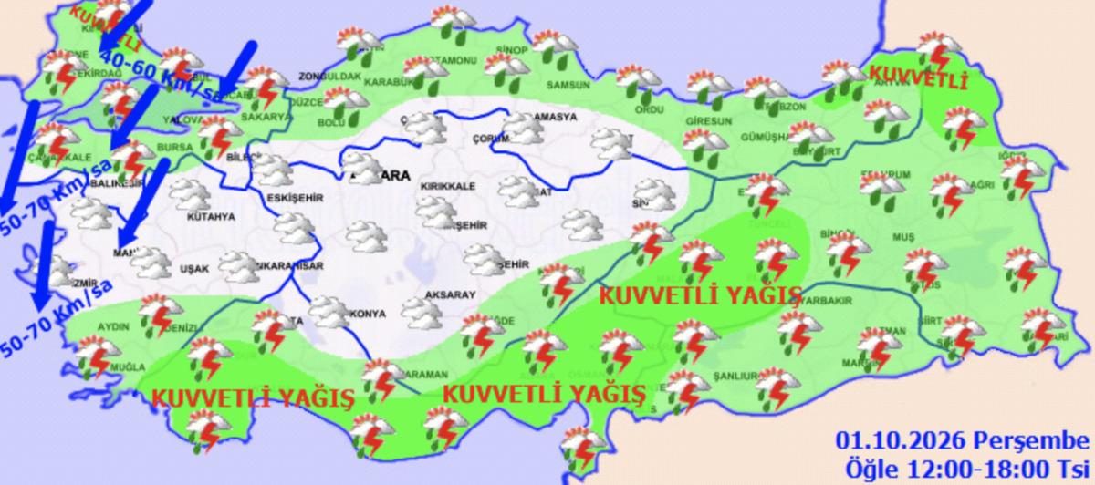 Meteoroloji den peş peşe fırtına ve sağanak uyarısı! 1 Ekim de hava nasıl olacak? 3