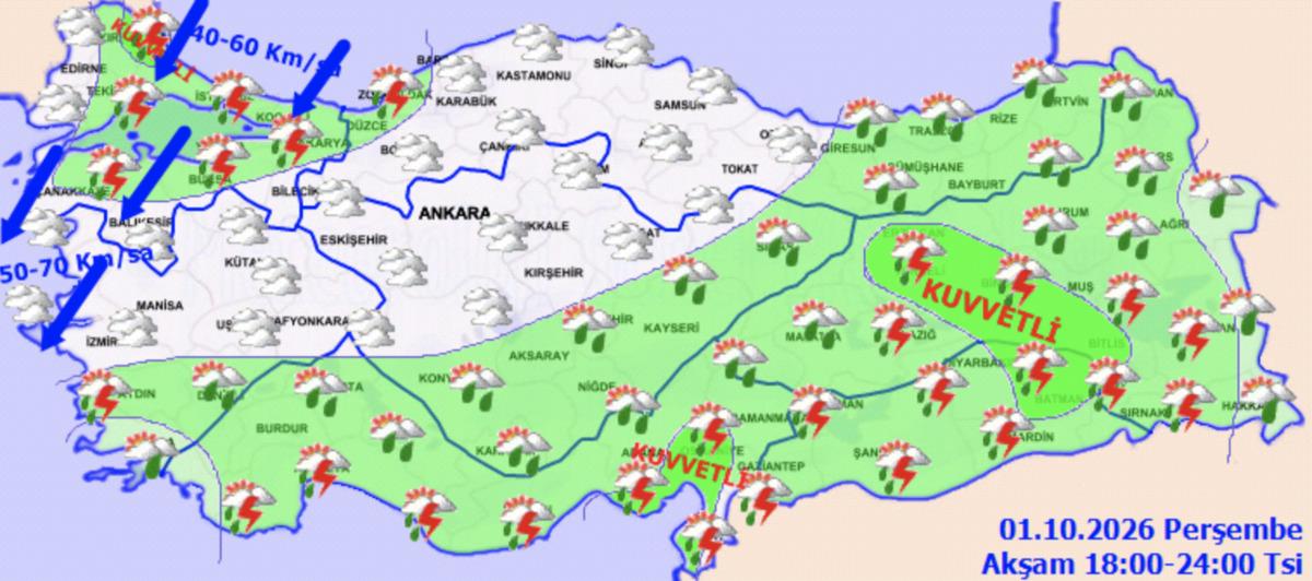 Meteoroloji den peş peşe fırtına ve sağanak uyarısı! 1 Ekim de hava nasıl olacak? 4