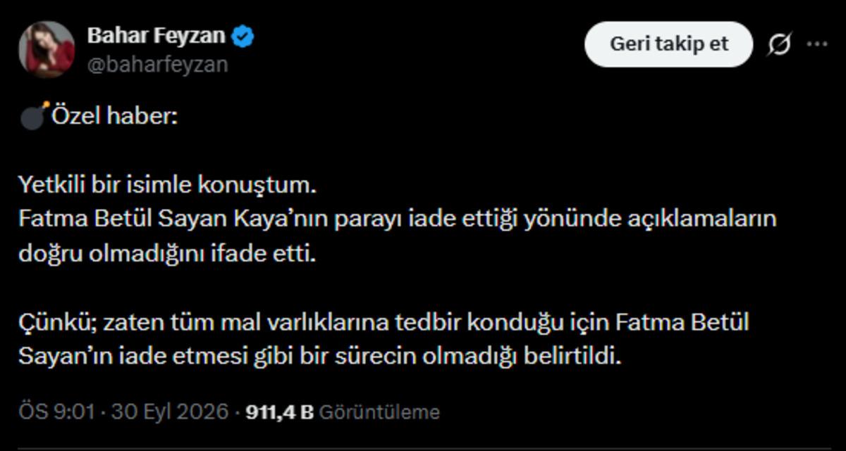 Fatma Bet&uuml;l Sayan Kaya&rsquo;nın 2,2 milyar lirayı iade ettiği iddiası tartışmalı! İki gazeteciden &ldquo;Doğru değil&rdquo; &ccedil;ıkışı 3