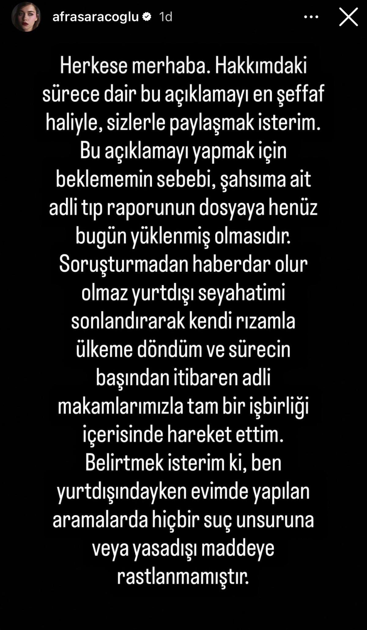Afra Saraçoğlu nun testi pozitifti! "Kan ve idrarım temiz" 2