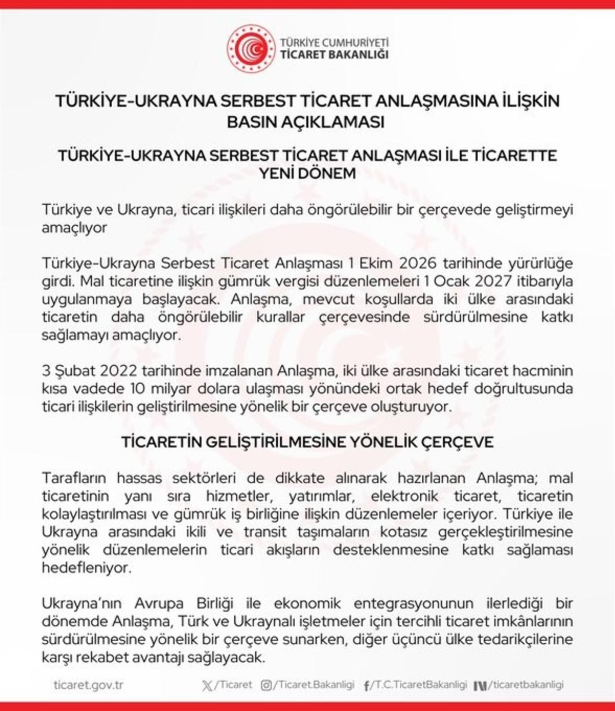 T&uuml;rkiye-Ukrayna Serbest Ticaret Anlaşması y&uuml;r&uuml;rl&uuml;ğe girdi 2