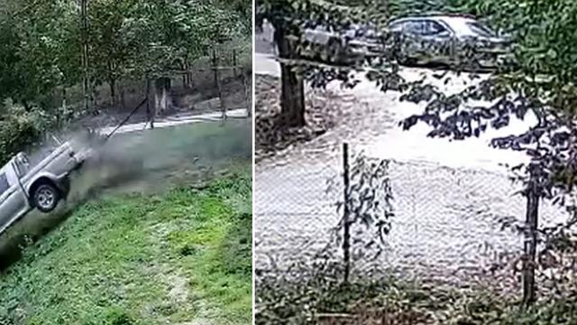 Kamyonet bahçeye uçtu, 3 kadın saniyelerle ölümden döndü