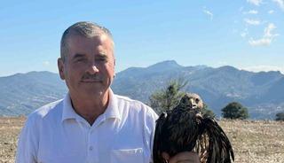 Bolu&rsquo;da sıcak asfalta yapışan şahin, muhtarın m&uuml;dahalesiyle kurtarıldı