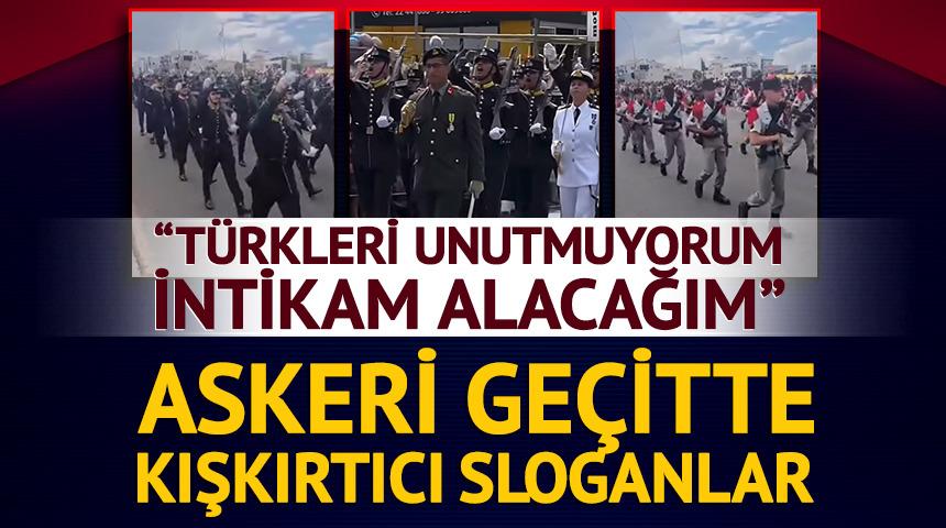 Kıbrıs&rsquo;ta askeri ge&ccedil;itte kışkırtıcı sloganlar