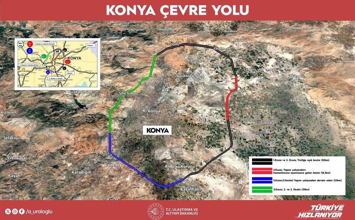 Konya çevre yolu ile mevcut kesim 24 dakika kısalacak! 4