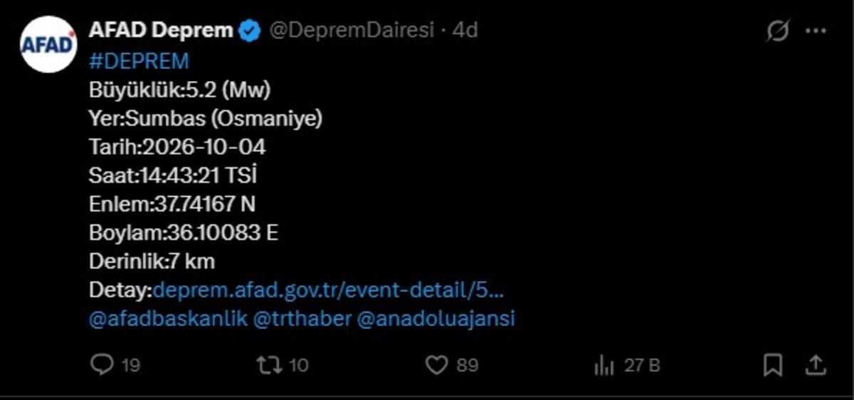 Son dakika! Adana ve Osmaniye de art arda depremler... Dakikalar i&ccedil;inde 4.8, 4.9 ve 5.2 b&uuml;y&uuml;kl&uuml;ğ&uuml;nde sarsıntılar yaşandı 2