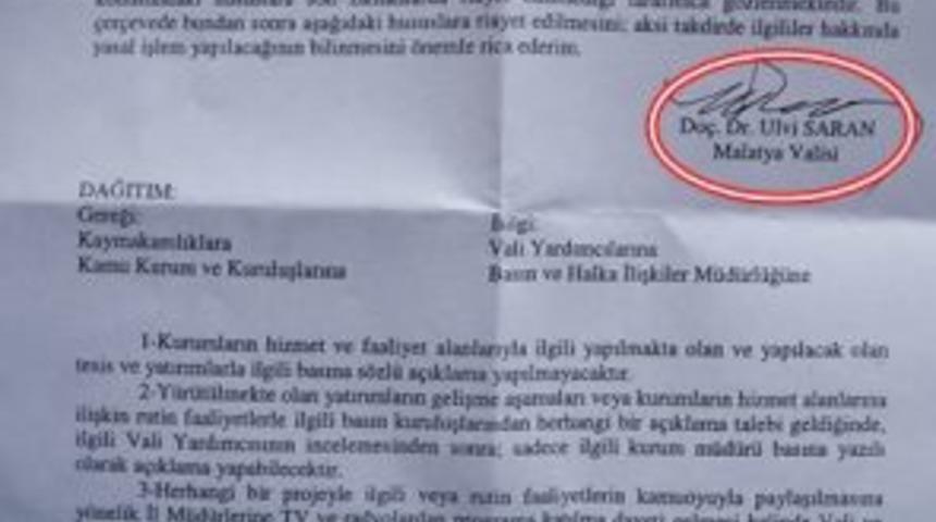 Malatya basınına sans&uuml;r gibi uygulama