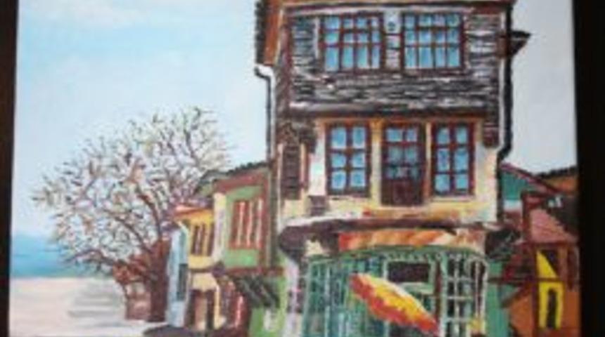 Ev hanımları, tarihi Mudanya evlerini yağlı boya tablolarda ölümsüzleştirdi