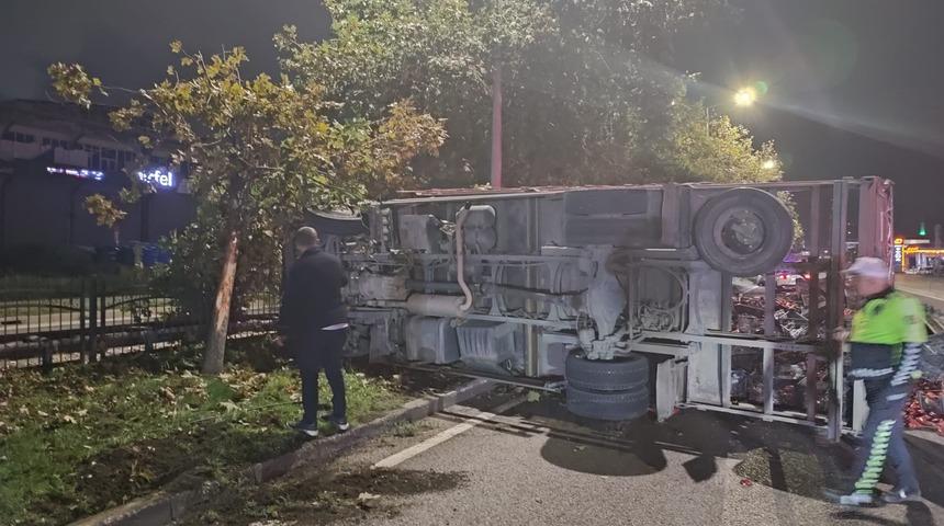 Samsun'da biber y&uuml;kl&uuml; kamyonun devrilmesi sonucu 2 kişi yaralandı