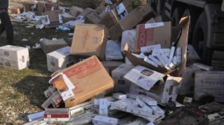 D&uuml;zce&rsquo;de 150 bin paket g&uuml;mr&uuml;k ka&ccedil;ağı sigara yakalandı