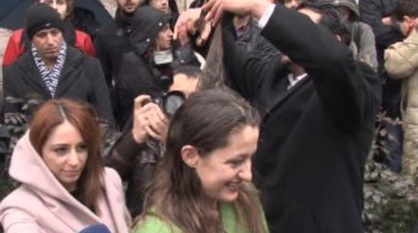 CHP ve BDP'liler Hopa tutuklamalarını sa&ccedil;larını kestirerek, protesto etti