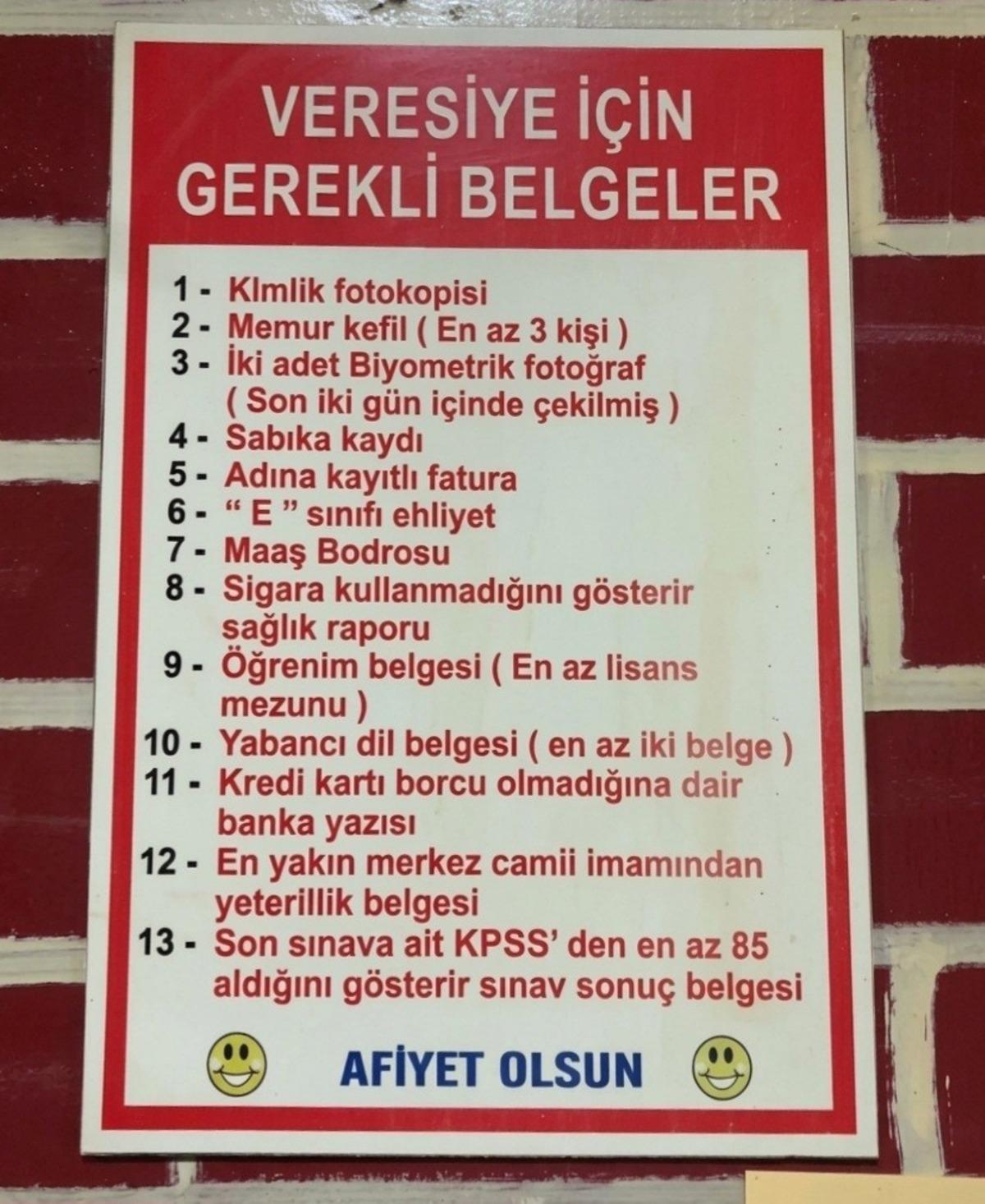 Veresiye i&ccedil;in istenen 13 belge şaşırttı: En az 85 KPSS puanı, sağlık raporu... 2