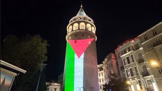 İstanbul'un kalbinde Filistin için tek yürek! Galata Kulesi, Filistin bayrağıyla aydınlandı