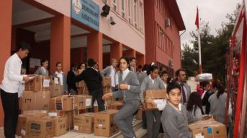 Semerkant İlk&ouml;ğretim Okulundan depremzedelere yardım