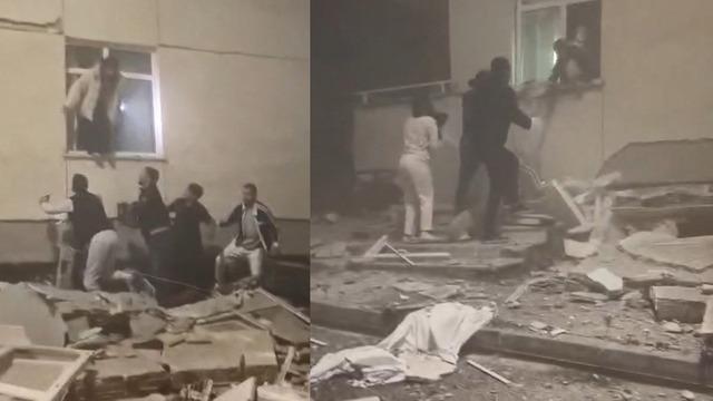 Yıkımdan saniyeler sonra... Çöken binaya karanlıkta yardıma koştular