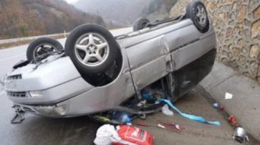 Kazadan ka&ccedil;arken takla attı