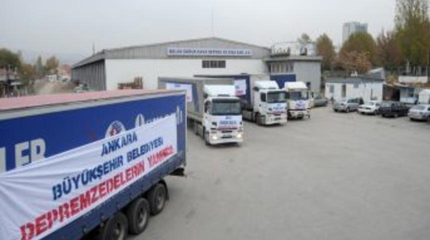 Ankara B&uuml;y&uuml;kşehir&rsquo;den Van&rsquo;a 15 TIR gıda yardımı