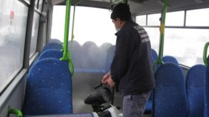 &Ccedil;ubuk&rsquo;ta toplu taşım ara&ccedil;ları gribe karşı ila&ccedil;landı