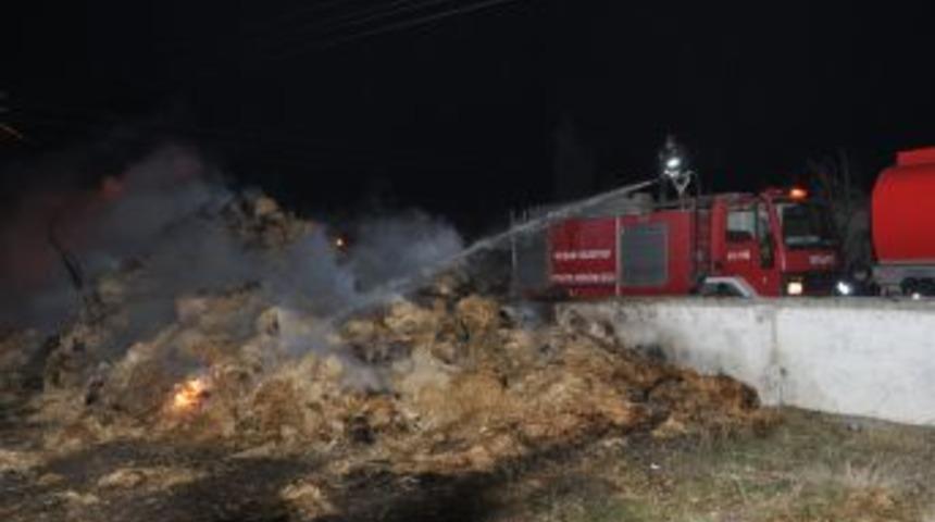 Elektrik telleri samanları tutuşturdu