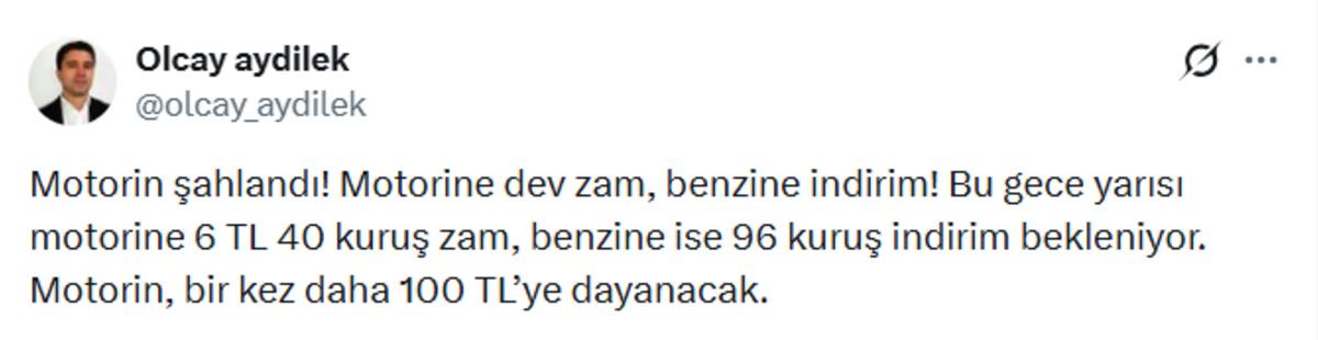 Motorine dev zam geliyor! 100 TL ye dayanacak 2