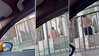 Bağdat Caddesi'nde şaşırtan görüntü! Çeşmede üstünü çıkarıp duş aldı