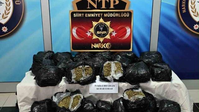Siirt’te uyuşturucu operasyonu: 51 kilo 800 gram esrar ele geçirildi
