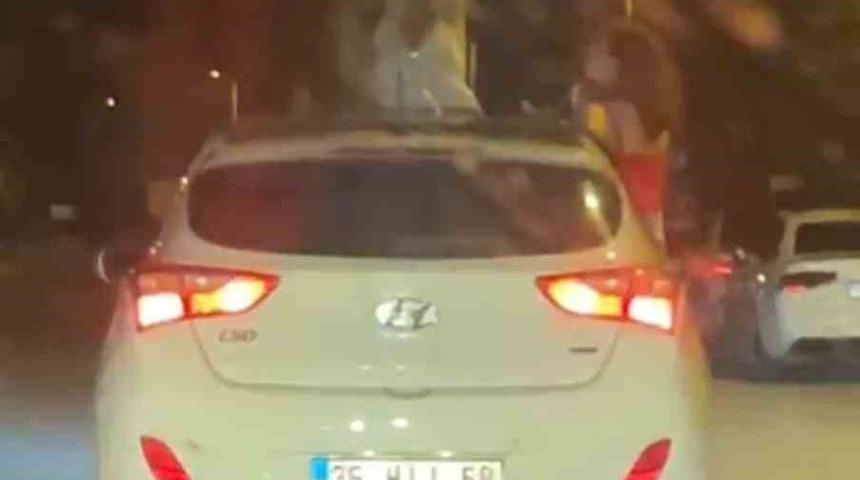 Karab&uuml;k&rsquo;te otomobilden sarkarak dans eden kadınların tehlikeli yolculuğu kamerada