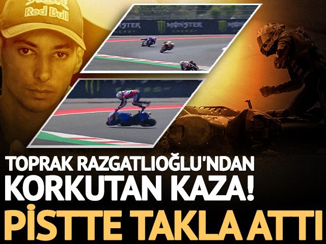 Pistte korku dolu anlar! Toprak Razgatlıoğlu takla attı, &ccedil;ıkan omzunu kendisi yerine taktı