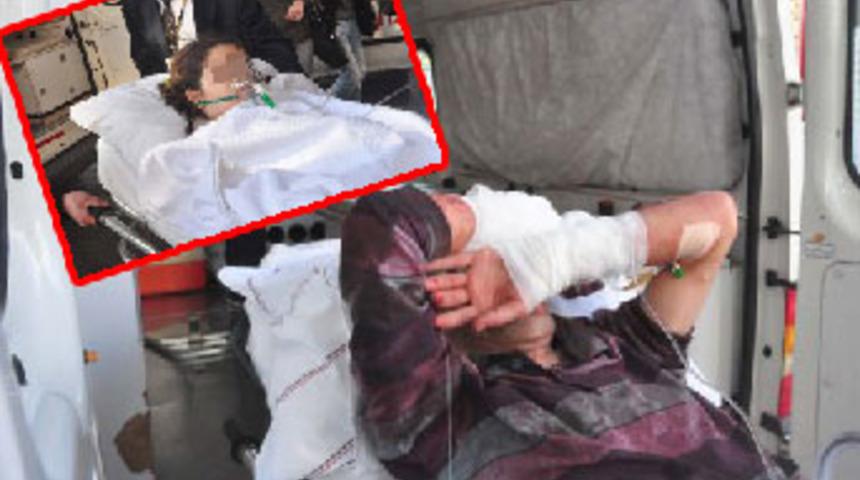 Kızını jiletle doğrayıp boğmaya çalıştı