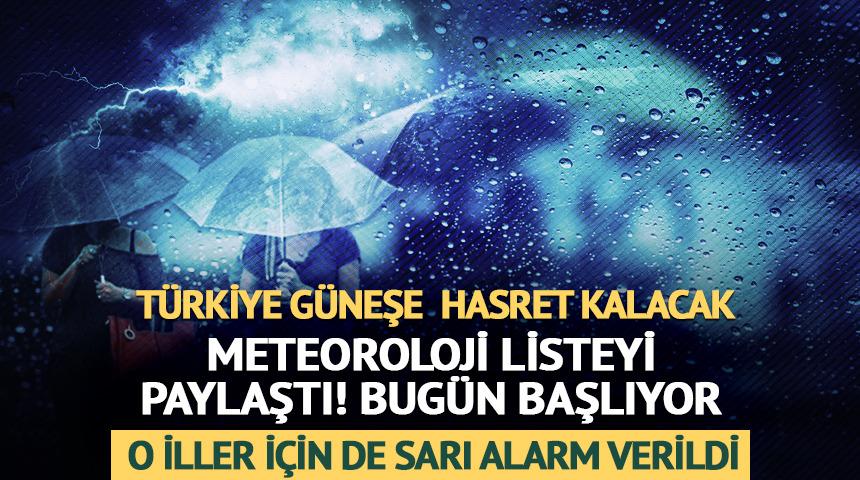 T&uuml;rkiye'nin b&uuml;y&uuml;k bir b&ouml;l&uuml;m&uuml;nde etkili olacak! Meteoroloji'den kuvvetli yağış uyarısı