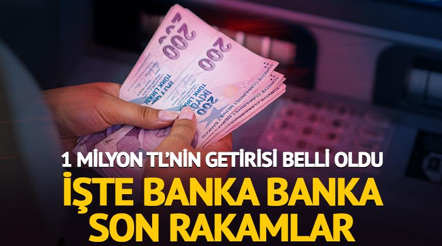 1 milyon TL'nin getirisi banka banka belli oldu: Mevduat faizinde son durum