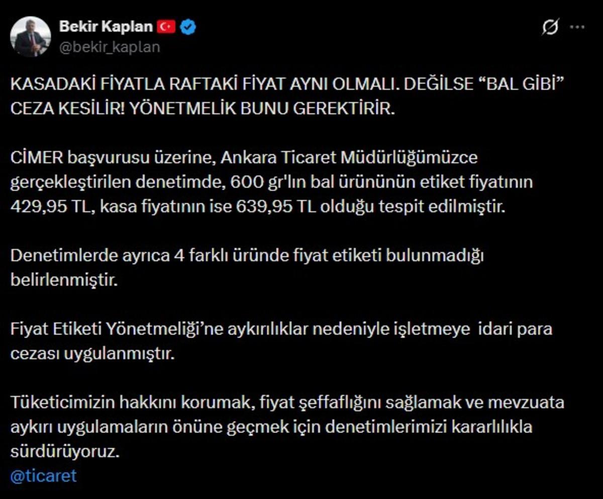 600 gram balda 210 TL fiyat farkına  bal gibi  ceza 2