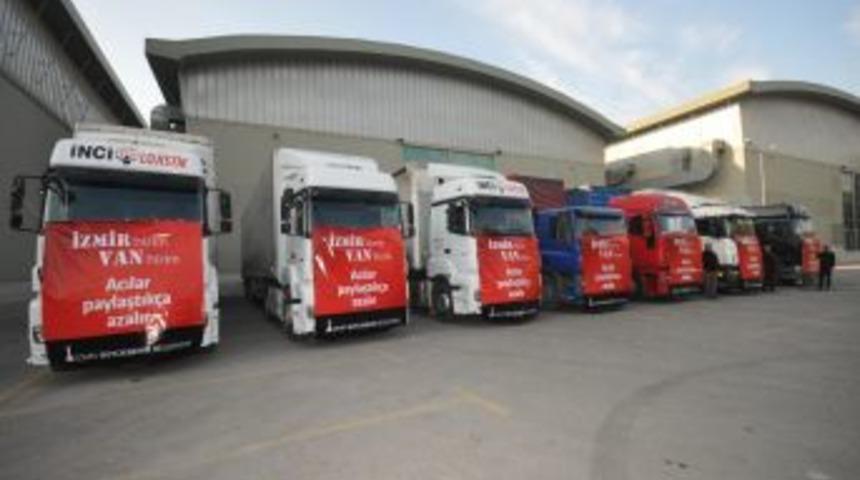 İzmir&rsquo;den Van&rsquo;a yedi TIR yardım daha g&ouml;nderildi