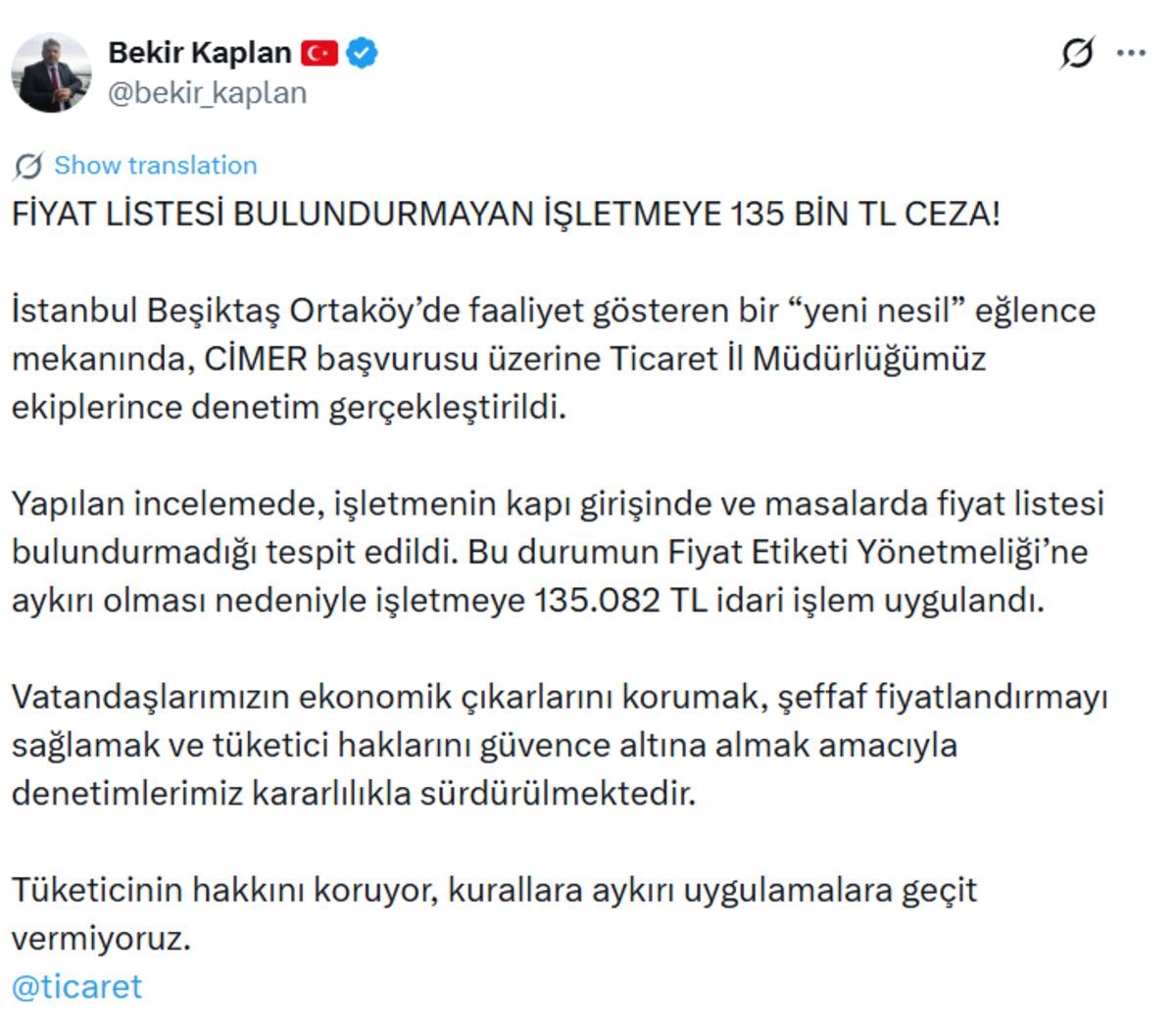 CİMER şikayeti sonrası harekete geçildi! 135 bin TL’lik ceza kesildi 1