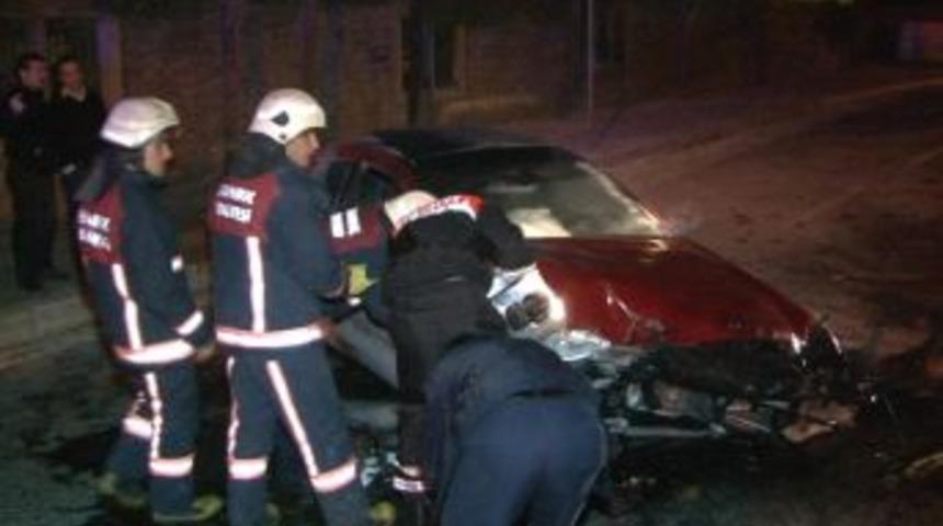 Takla atan otomobilde az kalsın yanıyordu