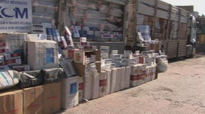 Şanlıurfa'da 2 tır ka&ccedil;ak sigara