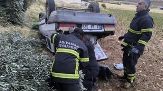 Adıyaman'da otomobil şarampole devrildi: 1 yaralı