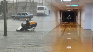 İstanbul'da şiddetli yağış ve fırtına etkisini artırdı! Hastaneyi su bastı, dere taştı