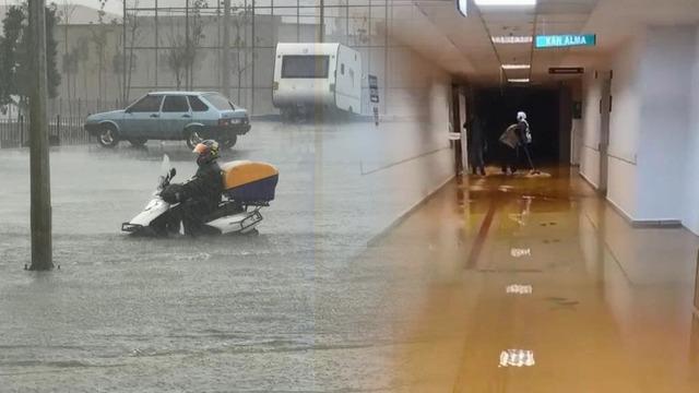 İstanbul'da şiddetli yağış ve fırtına etkisini artırdı! Hastaneyi su bastı, dere taştı