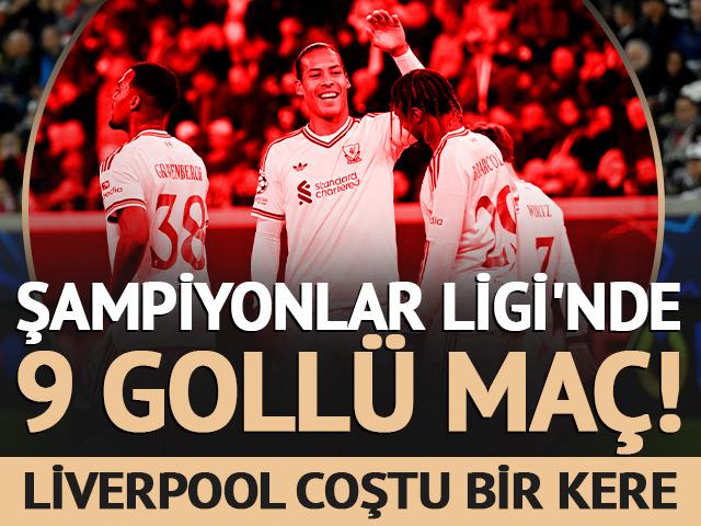 Şampiyonlar Ligi'nde 9 goll&uuml; ma&ccedil;! Liverpool'dan gol şov! 