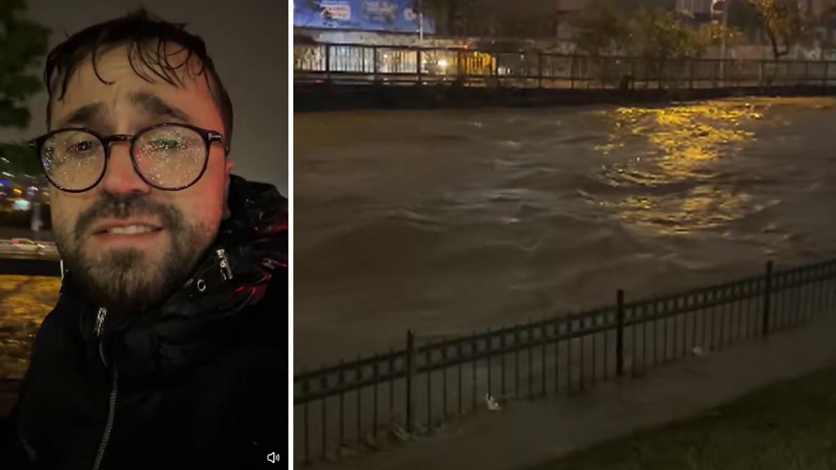 İstanbul u sel vurdu, Kağıthane deresi taştı! Gazeteci Adem Metan o bölgeden an be an aktardı: "Umarım korkulan bir tablo olmaz" 1