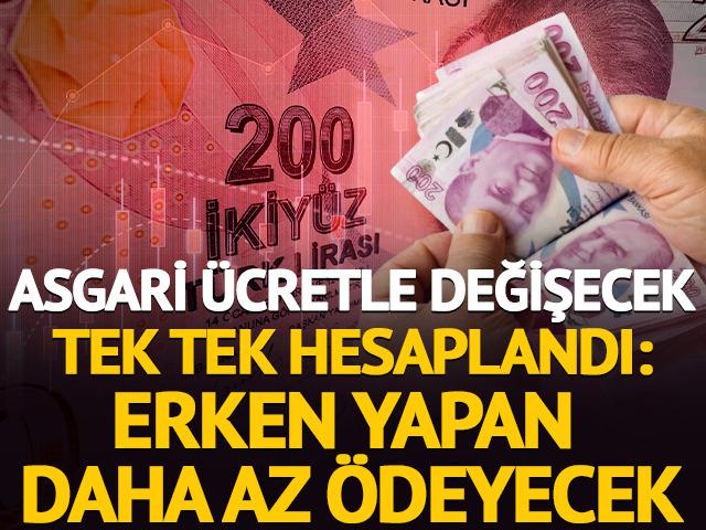Asgari &uuml;cretle değişecek! Hesaplandı: Erken yapan az &ouml;deyecek
